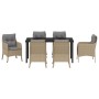 Conjunto de Comedor de Jardín con cojín 7 pcs Beige Poliratán en Sillas de jardín | Comprar online en Foru.es