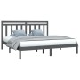 Estructura de cama de madera maciza de pino gris 200x200 cm de vidaXL, Camas y somieres - Ref: Foro24-3105272, Precio: 161,47...