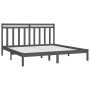 Estructura de cama de madera maciza de pino gris 200x200 cm de vidaXL, Camas y somieres - Ref: Foro24-3105272, Precio: 161,47...