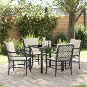 Conjunto de Comedor de Jardín con cojín 5 pcs Negro Poliratán en Sillas de jardín | Comprar online en Foru.es
