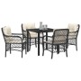 Conjunto de Comedor de Jardín con cojín 5 pcs Negro Poliratán en Sillas de jardín | Comprar online en Foru.es