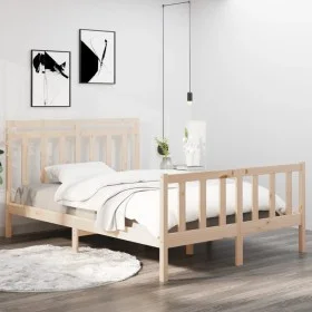 Estructura de cama de madera maciza 140x190 cm de vidaXL, Camas y somieres - Ref: Foro24-3105360, Precio: 126,53 €, Descuento: %