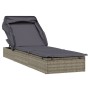 Tumbona con toldo plegable ratán sintético gris 213x63x97cm de vidaXL, Tumbonas - Ref: Foro24-319639, Precio: 168,59 €, Descu...