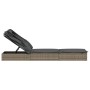 Tumbona con toldo plegable ratán sintético gris 213x63x97cm de vidaXL, Tumbonas - Ref: Foro24-319639, Precio: 168,59 €, Descu...