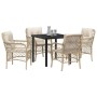 Conjunto de Comedor de Jardín 5 pcs Beige ratán sintético en Sillas de jardín | Comprar online en Foru.es