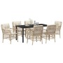 Conjunto de Comedor de Jardín 7 pcs Beige ratán sintético en Sillas de jardín | Comprar online en Foru.es