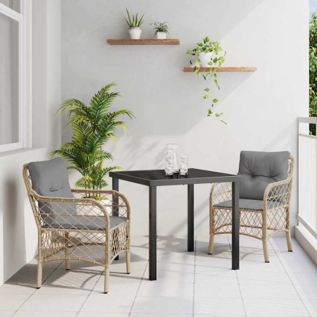Conjunto de Comedor de Jardín con cojín 3 pcs Beige Poliratán en Sillas de jardín | Comprar online en Foru.es