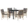 Conjunto de Comedor de Jardín 5 pcs Beige ratán sintético en Sillas de jardín | Comprar online en Foru.es