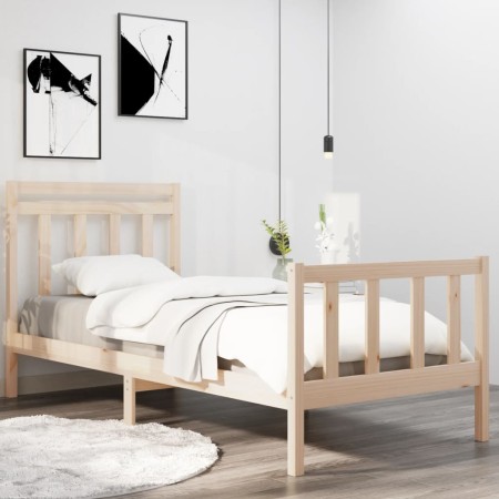 Estructura de cama madera maciza 90x190 cm de vidaXL, Camas y somieres - Ref: Foro24-3105345, Precio: 92,72 €, Descuento: %