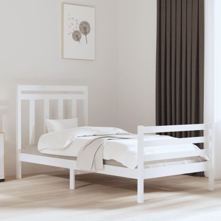 Estructura de cama madera maciza blanca 100x200 cm de vidaXL, Camas y somieres - Ref: Foro24-3105306, Precio: 116,33 €, Descu...