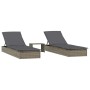 Tumbonas 2 uds con mesita ratán sintético gris de vidaXL, Tumbonas - Ref: Foro24-319635, Precio: 289,90 €, Descuento: %