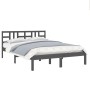 Estructura de cama de madera maciza de pino gris 200x200 cm de vidaXL, Camas y somieres - Ref: Foro24-3105427, Precio: 159,95...