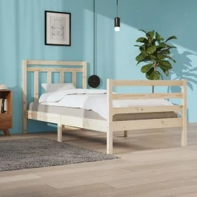 Estructura de cama de madera maciza 100x200 cm de vidaXL, Camas y somieres - Ref: Foro24-3105305, Precio: 110,38 €, Descuento: %