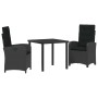 Conjunto de Comedor de Jardín 3 pcs Negro ratán sintético en Sillas de jardín | Comprar online en Foru.es