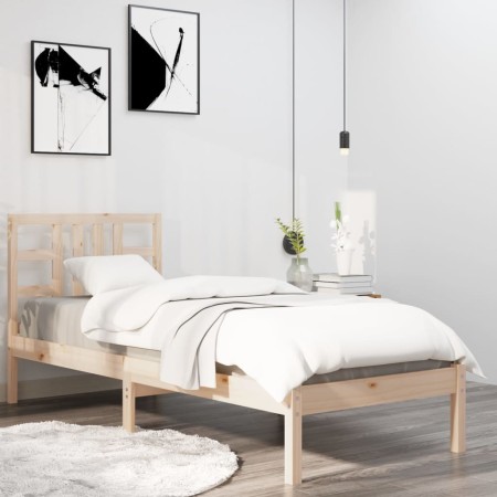 Estructura de cama dmadera maciza de pino 90x200 cm de vidaXL, Camas y somieres - Ref: Foro24-3105390, Precio: 81,01 €, Descu...
