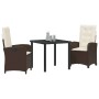 Conjunto de Comedor de Jardín 3 pcs Marrón ratán sintético en Sillas de jardín | Comprar online en Foru.es