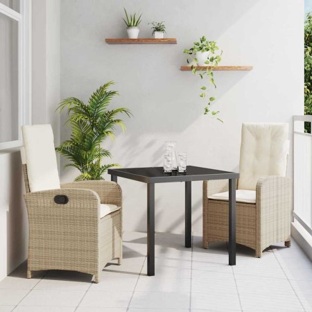 Conjunto de Comedor de Jardín 3 pcs Beige ratán sintético en Sillas de jardín | Comprar online en Foru.es