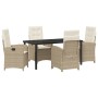 Conjunto de Comedor de Jardín 5 pcs Beige ratán sintético en Sillas de jardín | Comprar online en Foru.es