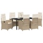 Conjunto de Comedor de Jardín 7 pcs Beige ratán sintético en Sillas de jardín | Comprar online en Foru.es