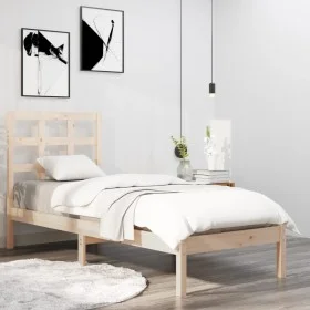 Estructura de cama madera maciza de pino 90x200 cm de vidaXL, Camas y somieres - Ref: Foro24-3105455, Precio: 79,61 €, Descue...