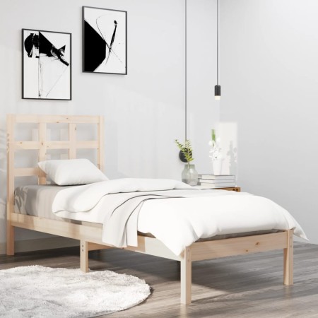 Estructura de cama madera maciza de pino 90x200 cm de vidaXL, Camas y somieres - Ref: Foro24-3105455, Precio: 80,63 €, Descue...