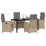 Conjunto de Comedor de Jardín 5 pcs Beige ratán sintético en Sillas de jardín | Comprar online en Foru.es
