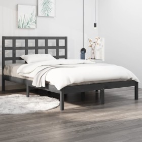Estructura de cama de madera maciza de pino gris 200x200 cm de vidaXL, Camas y somieres - Ref: Foro24-3105492, Precio: 158,01...