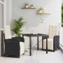 Conjunto de Comedor de Jardín 3 pcs Negro ratán sintético en Sillas de jardín | Comprar online en Foru.es
