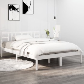 Estructura de cama de madera maciza de pino blanca 120x200 cm de vidaXL, Camas y somieres - Ref: Foro24-3105401, Precio: 116,...