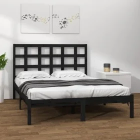 Estructura de cama de madera maciza de pino negra 200x200 cm de vidaXL, Camas y somieres - Ref: Foro24-3105494, Precio: 156,4...