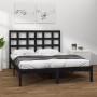 Estructura de cama de madera maciza de pino negra 200x200 cm de vidaXL, Camas y somieres - Ref: Foro24-3105494, Precio: 158,7...