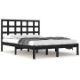 Estructura de cama de madera maciza de pino negra 200x200 cm de vidaXL, Camas y somieres - Ref: Foro24-3105494, Precio: 158,7...