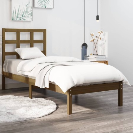 Estructura de cama madera maciza marrón miel 100x200 cm de vidaXL, Camas y somieres - Ref: Foro24-3105463, Precio: 101,56 €, ...