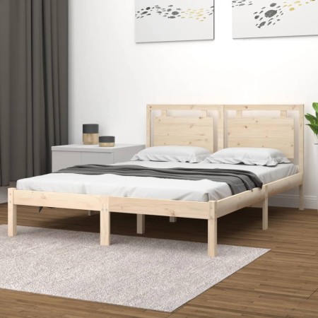 Estructura de cama de madera maciza 200x200 cm de vidaXL, Camas y somieres - Ref: Foro24-3105555, Precio: 159,24 €, Descuento: %