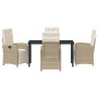 Conjunto de Comedor de Jardín 5 pcs Beige ratán sintético en Sillas de jardín | Comprar online en Foru.es