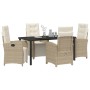 Conjunto de Comedor de Jardín 5 pcs Beige ratán sintético en Sillas de jardín | Comprar online en Foru.es