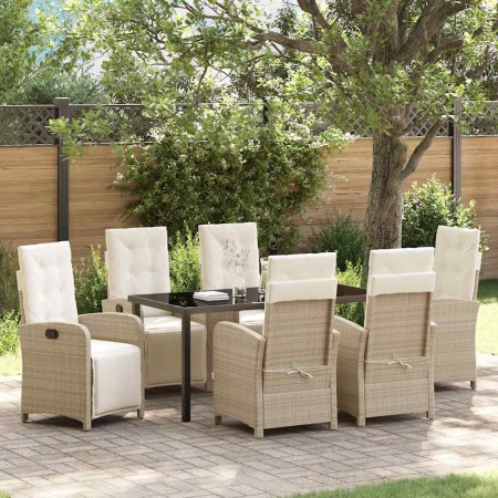 Conjunto de Comedor de Jardín 7 pcs Beige ratán sintético en Sillas de jardín | Comprar online en Foru.es