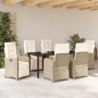 Conjunto de Comedor de Jardín 7 pcs Beige ratán sintético en Sillas de jardín | Comprar online en Foru.es