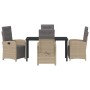 Conjunto de Comedor de Jardín 5 pcs Beige ratán sintético en Sillas de jardín | Comprar online en Foru.es