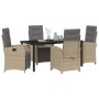 Conjunto de Comedor de Jardín 5 pcs Beige ratán sintético en Sillas de jardín | Comprar online en Foru.es