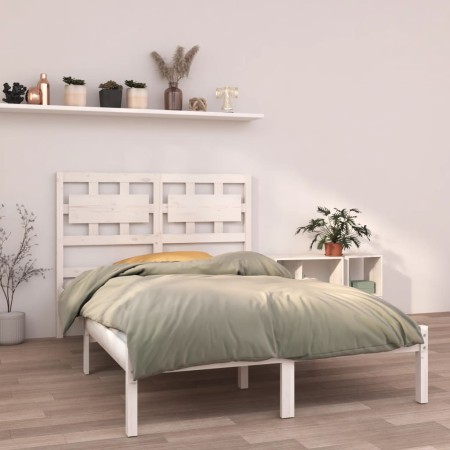 Estructura de cama de madera maciza blanca 140x190 cm de vidaXL, Camas y somieres - Ref: Foro24-3105646, Precio: 128,88 €, De...