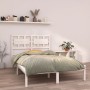 Estructura de cama de madera maciza blanca 140x190 cm de vidaXL, Camas y somieres - Ref: Foro24-3105646, Precio: 128,88 €, De...
