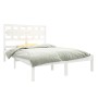 Estructura de cama de madera maciza blanca 140x190 cm de vidaXL, Camas y somieres - Ref: Foro24-3105646, Precio: 128,88 €, De...