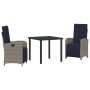 Conjunto de Comedor de Jardín 3 pcs Gris ratán sintético en Sillas de jardín | Comprar online en Foru.es