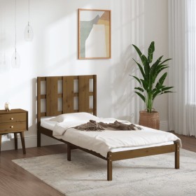 Estructura de cama madera maciza pino marrón miel 100x200 cm de vidaXL, Camas y somieres - Ref: Foro24-3105593, Precio: 108,4...