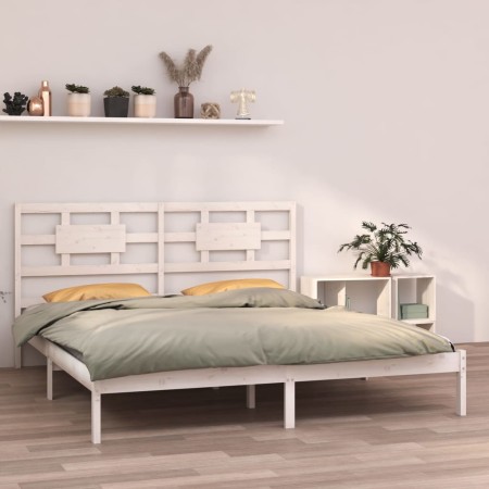 Estructura de cama madera maciza blanco Supe King 180x200 cm de vidaXL, Camas y somieres - Ref: Foro24-3105681, Precio: 151,3...
