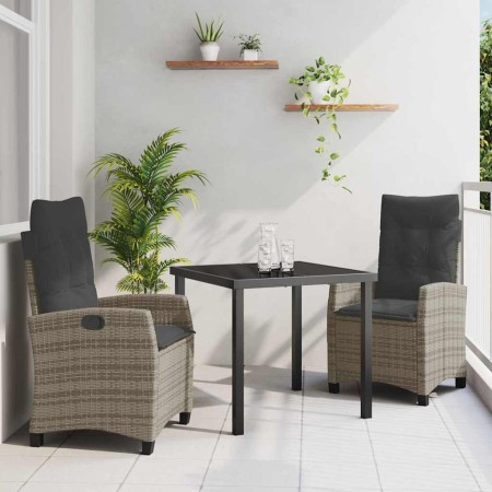 Conjunto de Comedor de Jardín 3 pcs Gris ratán sintético en Sillas de jardín | Comprar online en Foru.es