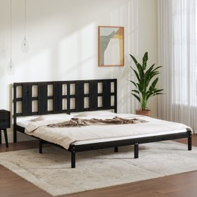 Estructura de cama de madera maciza de pino negra 200x200 cm de vidaXL, Camas y somieres - Ref: Foro24-3105624, Precio: 169,0...