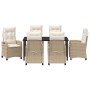Conjunto de Comedor de Jardín 7 pcs Beige ratán sintético en Sillas de jardín | Comprar online en Foru.es
