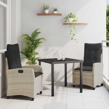 Conjunto de Comedor de Jardín 3 pcs Gris Claro ratán sintético en Sillas de jardín | Comprar online en Foru.es